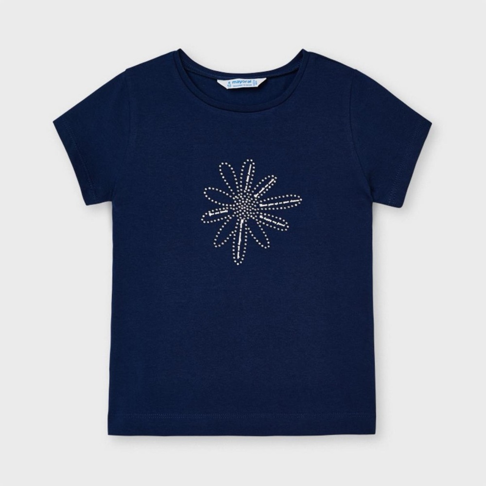 Size 7 Girls Mayoral Dark Blue Tee with Star Design